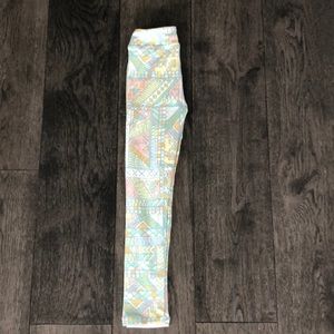 LulaRoe tribal light green print girl’s leggings